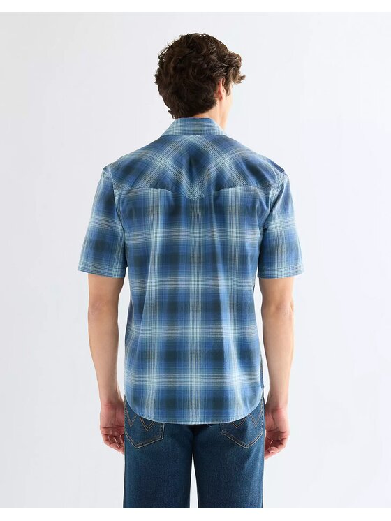 Wrangler Wrangler Koszula SS WESTERN SHIRT Niebieski Regular Fit