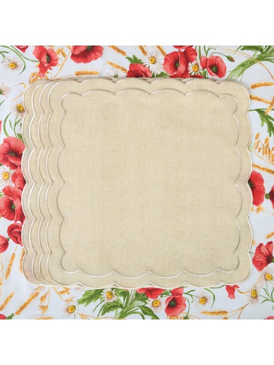 Roseberry Home Roseberry Home Serwetki haftowane Beige Petali Beżowy