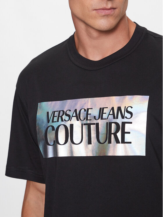 Versace Jeans Couture Тишърт 75GAHF04 Черен Regular Fit | Modivo.bg