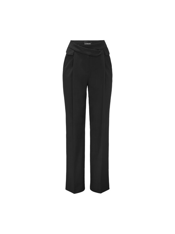 La Mania La Mania Kalhoty z materiálu PIE 2 Černá Classic Fit