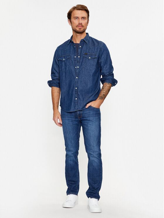 Lee Lee Jeans srajca 112321897 Mornarsko modra Regular Fit