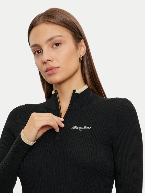 Tommy Jeans Tommy Jeans Úpletové šaty DW0DW19836 Černá Slim Fit