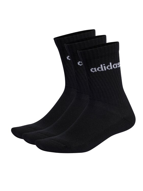 adidas adidas Skarpety wysokie unisex Linear Crew Cushioned Socks 3 Pairs IC1301 Czarny