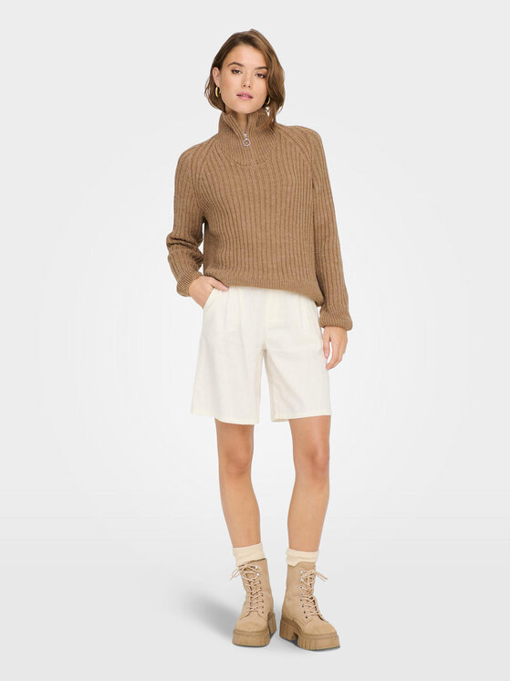 ONLY ONLY Bermudy Caro 15278792 Bílá Loose Fit