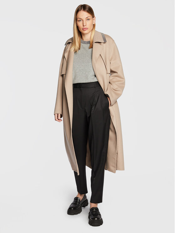 Cappotto di lana CTD222W253 Beige Regular Fit
