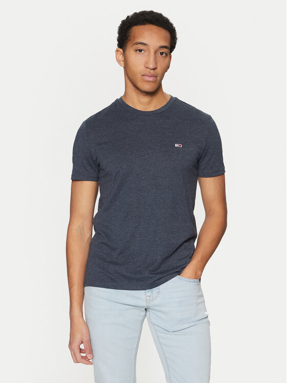 Tommy Jeans T-shirt Jaspe DM0DM20363 Blu scuro Slim Fit, taglia : 3XL