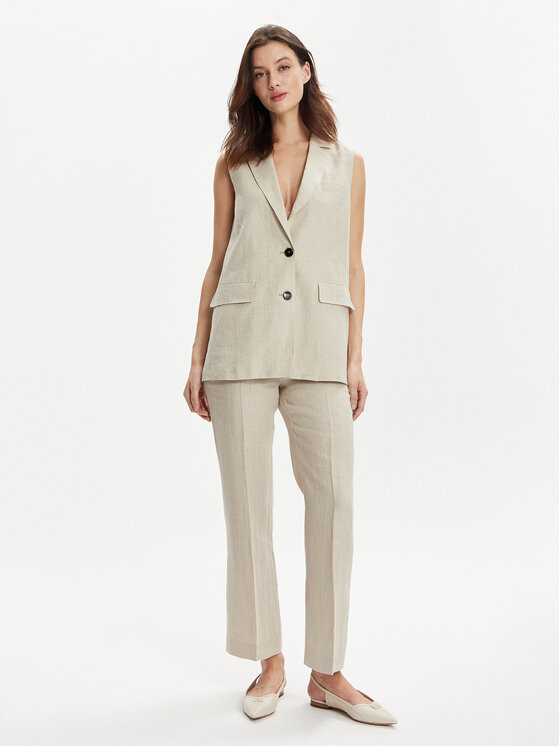 Marella Marella Pantaloni di tessuto Muschio 2413131272 Écru Regular Fit