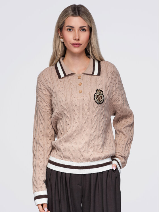 Ombre Ombre Svetr OW-SW-E0024 Béžová Regular Fit