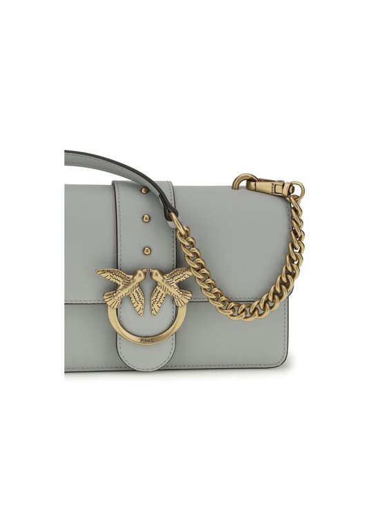 PINKO PINKO Torebka Gray Calf Leather Bos Taurus Shoulder Szary