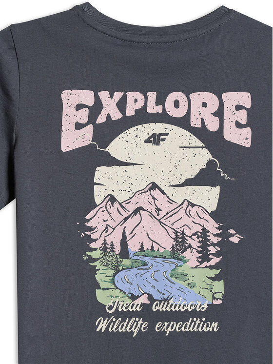 4F 4F T-Shirt WILD WANDERLUST Szary ciemny Regular Fit