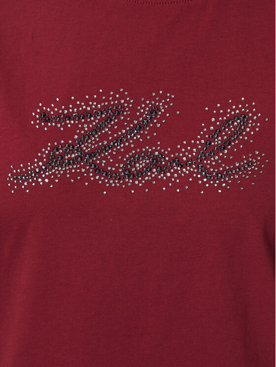 KARL LAGERFELD KARL LAGERFELD T-shirt Rhinestone B4W17048 Tamno crvena Relaxed Fit