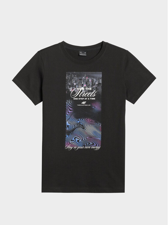 4F 4F T-Shirt AFTERLIGHT Czarny Regular Fit