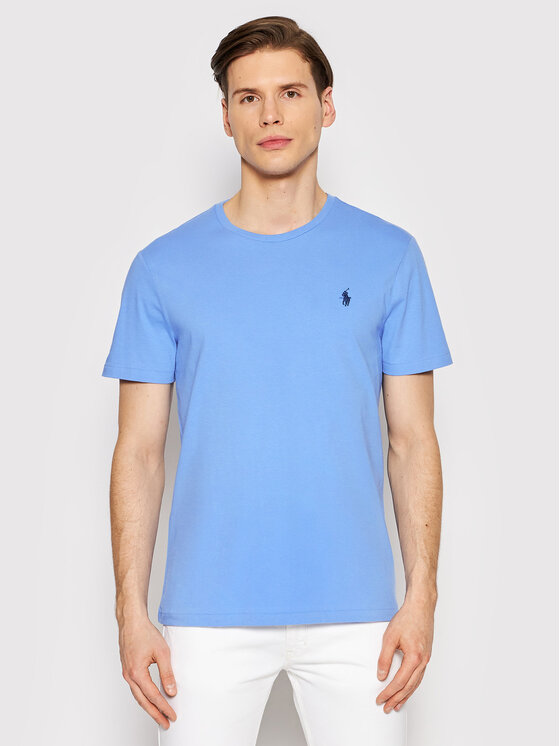 Polo Ralph Lauren T-krekls 710671438230 Gaiši zils Custom Slim Fit