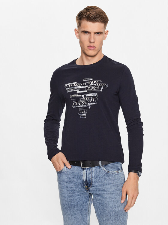 Guess Majica M3YI25 J1314 Modra Slim Fit