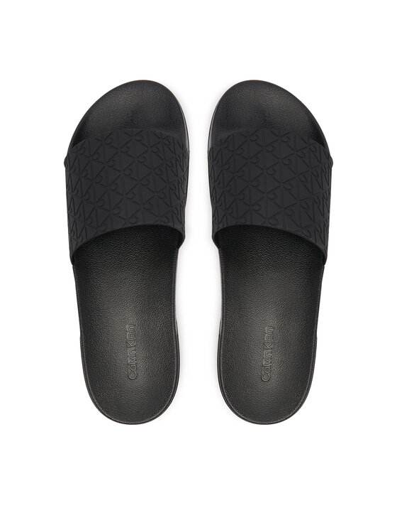 Calvin Klein Calvin Klein Klapki Ess Slid Pu Aop HM0HM02110 Czarny