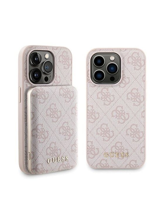 Zestaw prezentowy Guess, Różowy, etui do iPhone 14 Pro + powerbank 4G Metal Logo