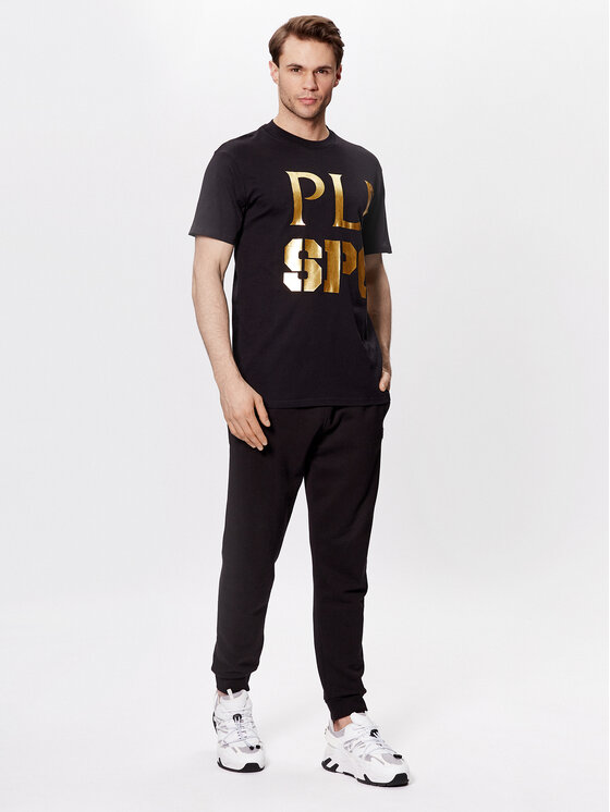 Plein Sport Plein Sport Marškinėliai SACC MTK6025 SJY001N Juoda Regular Fit
