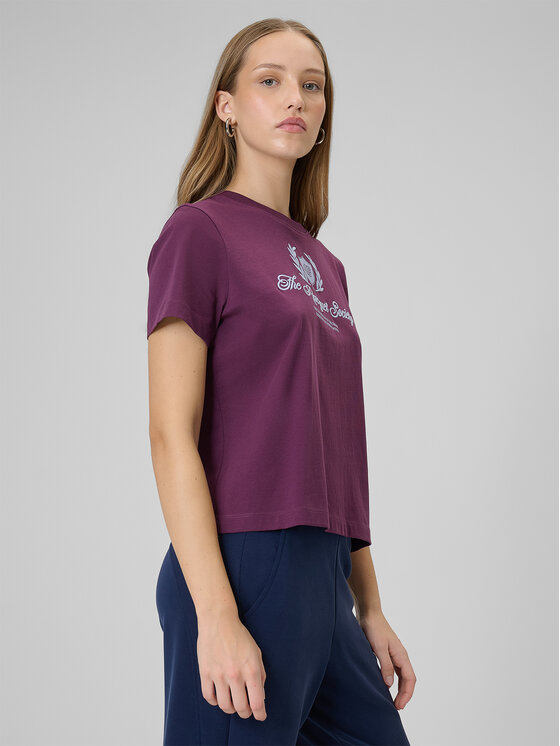4F 4F T-Shirt SPORTS CLUB Bordowy Boxy Fit