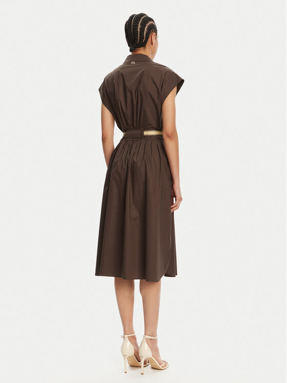TWINSET TWINSET Srajčna obleka 251TT2102 Rjava Loose Fit