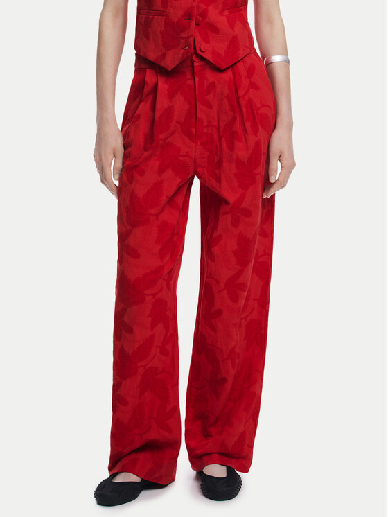 Desigual Desigual Kalhoty z materiálu Suitrojo 25SWPW33 Červená Straight Fit