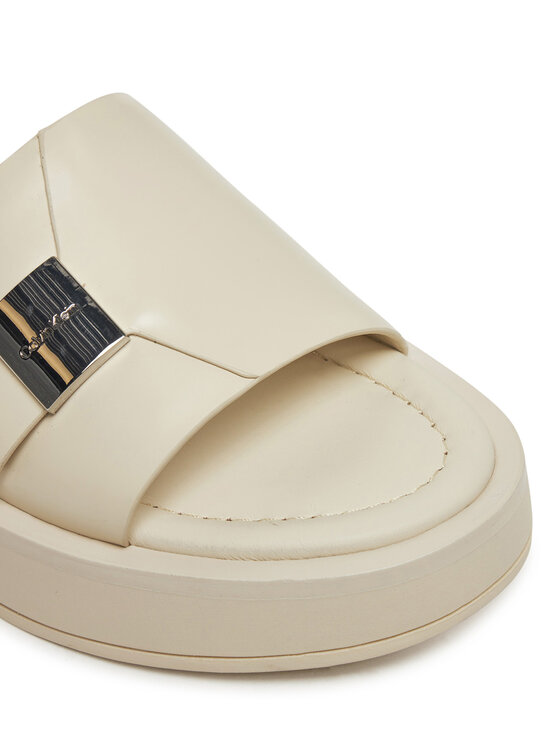 Calvin Klein Calvin Klein Şlapi Flatform Slide W/Ck Hw - Lth HW0HW02368 Écru