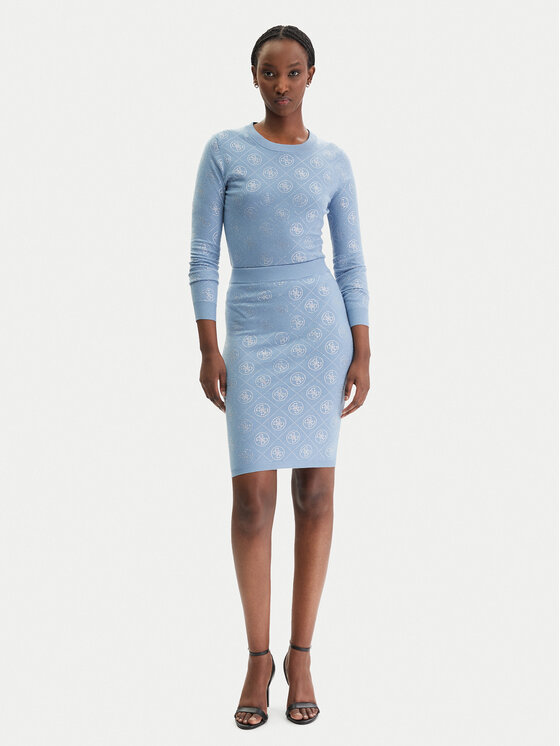 Guess Guess Пуловер W6RR66 Z3JD2 Светлосиньо Regular Fit