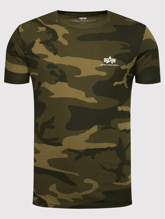 Alpha Industries Alpha Industries T-Shirt Basic T Small Logo Camo 188505C Zielony Regular Fit