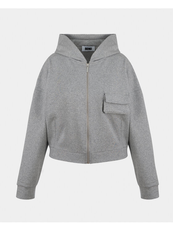 BENU BENU Felpa Szara z Zamkiem Grigio Loose Fit