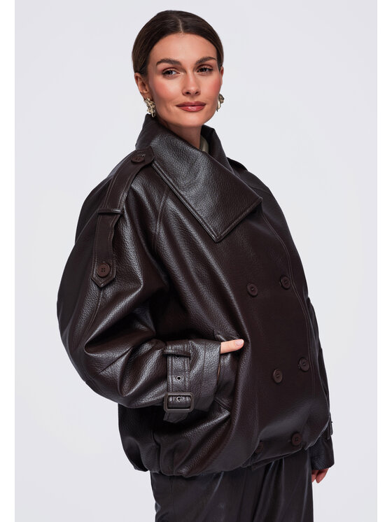 Ombre Ombre Kurtka przejściowa OW-JAFL-0139 Brązowy Oversize