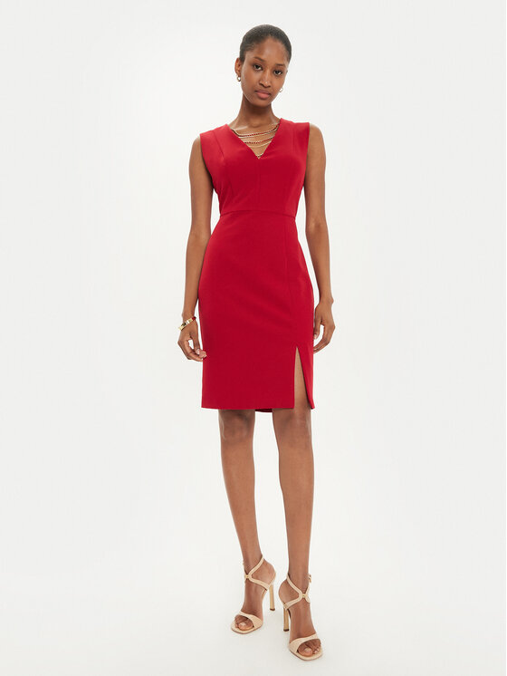 Fracomina Fracomina Cocktail obleka FQ24WD1008W42901 Rdeča Slim Fit