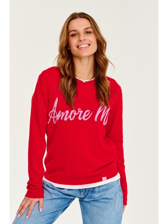 Sweter, rozmiar L/XL, Czerwony, Amore Mio