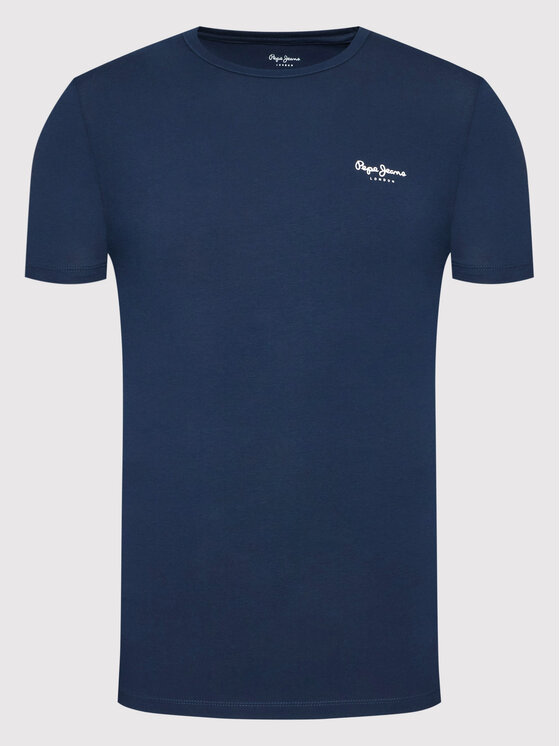 Pepe Jeans Pepe Jeans Футболка Original Basic 3 N PM508212 Cиній Slim Fit