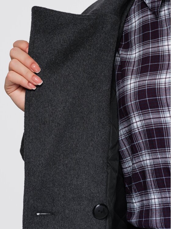 Ombre Ombre Płaszcz przejściowy OW-COLC-0121 Szary ciemny Oversize