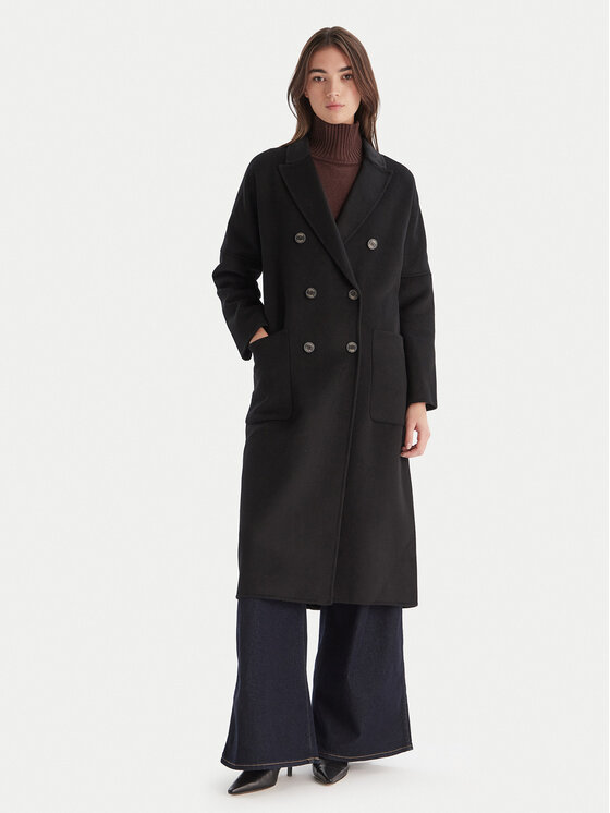 ViCOLO ViCOLO Gyapjú kabát TF0001 Fekete Regular Fit
