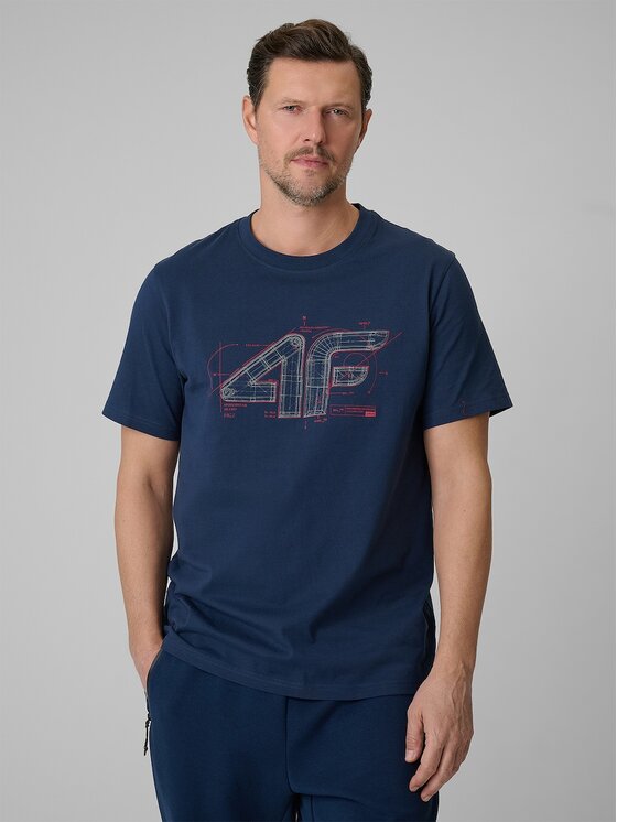 4F 4F T-Shirt COMMERCIAL 12 Granatowy Regular Fit