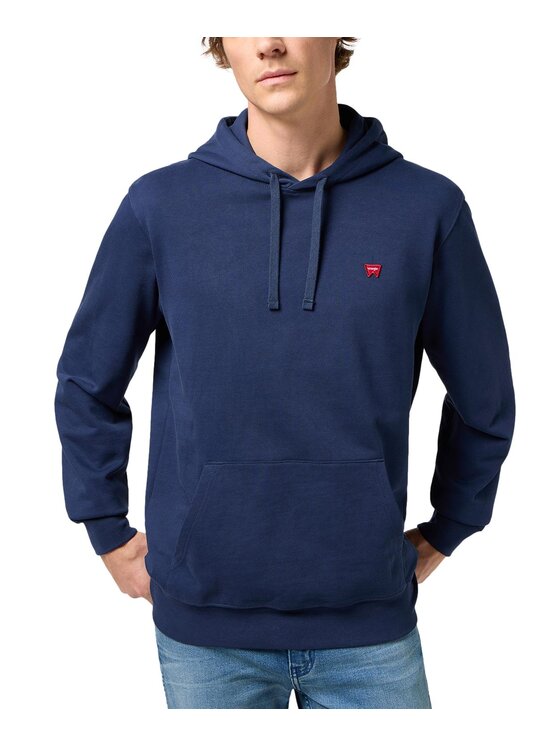 Wrangler Wrangler Felpa SIGN OFF HOODIE Blu scuro Regular Fit