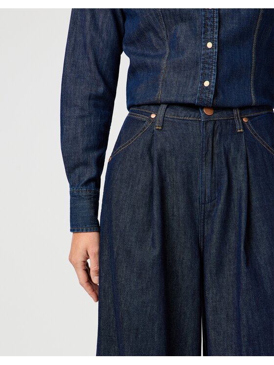 Wrangler Wrangler Jeansy Pleated Trouser Granatowy Wide Leg