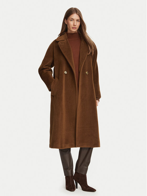 Marella Marella Płaszcz wełniany 2623016082200 Brązowy ciemny Regular Fit