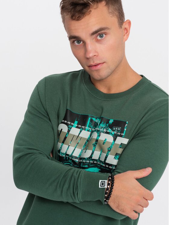 Ombre Ombre Mikina OM-SSPS-0156 Zelená Regular Fit