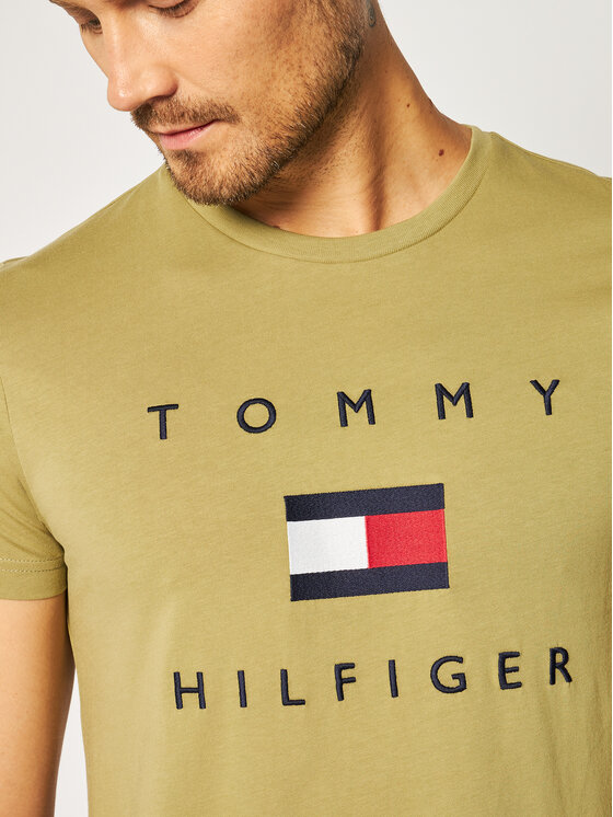 Tommy Hilfiger T shirt Flag MW0MW14313 Vert Regular Fit