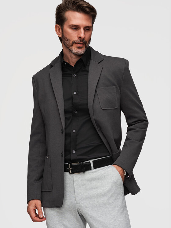 Ombre Ombre Marynarka M165 Szary Slim Fit