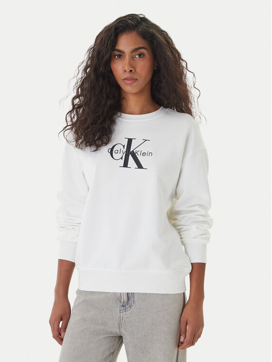 Calvin Klein Jeans Calvin Klein Jeans Суитшърт Monologo LV047B234G Бял Relaxed Fit