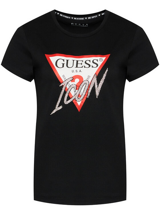 Guess Guess Футболка Icon W1YI0Y I3Z00 Чорний Regular Fit
