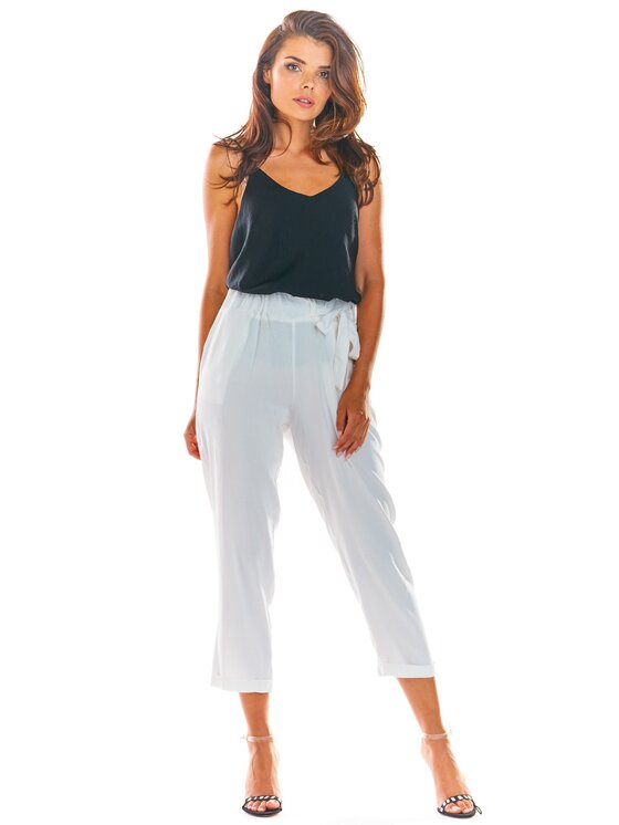 Awama Awama Spodnie damskie A303 Biały Basic Fit