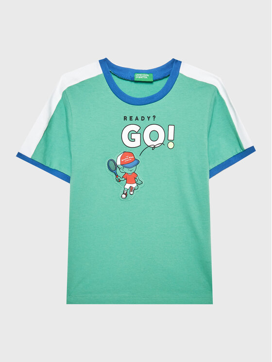 United Colors Of Benetton T shirt 3096G108L Zelena Regular Fit