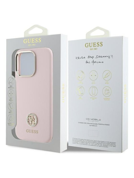 Guess Guess Etui na telefon Silicone Logo Strass 4G Różowy