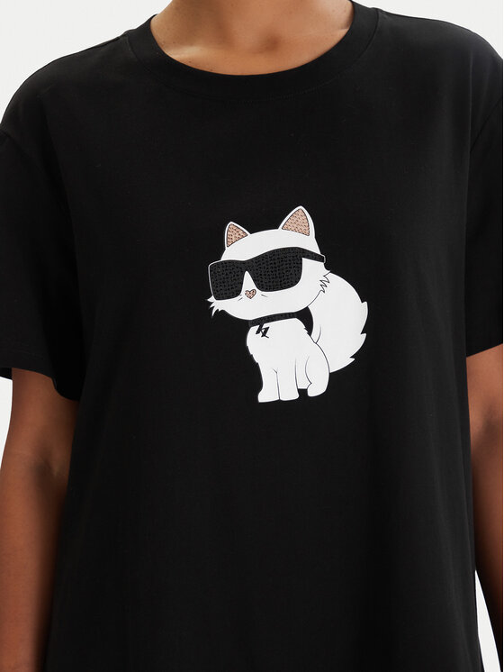 KARL LAGERFELD KARL LAGERFELD Koszula nocna B1W45003 Czarny Relaxed Fit