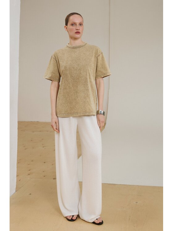 Estro Estro T-Shirt ER00119728 Μπεζ Oversize