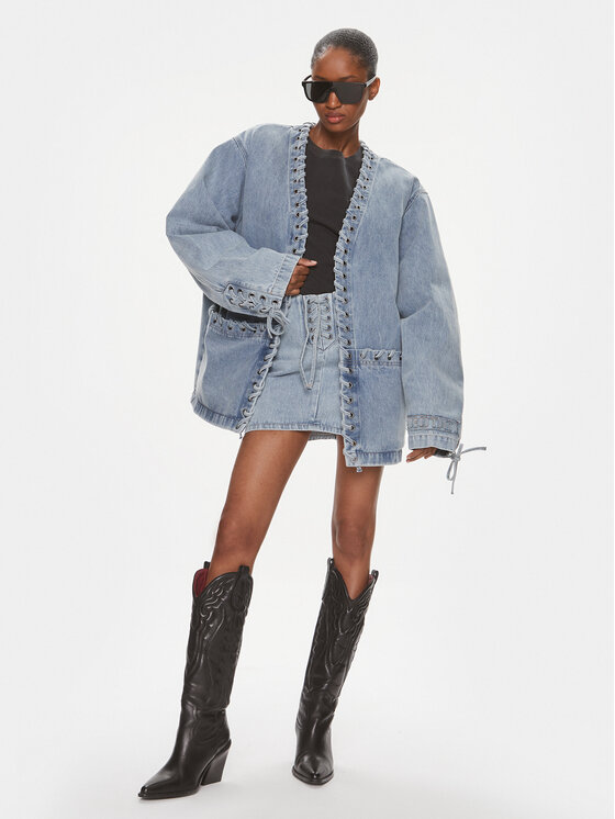 ROTATE ROTATE Gonna di jeans Denim Laced Mini 1120101468 Blu Regular Fit
