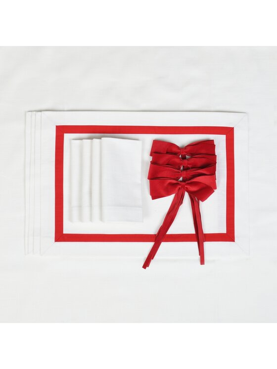 Roseberry Home Roseberry Home Podkładka na stół Red Stripes Biały